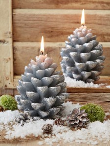 Christmas, gift, festive, seasonal, presents, pine cone, silver pine cone, candle, votive, winter, nordic house