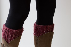 Red chunky knit boot cuffs | Shortrounds Knitwear