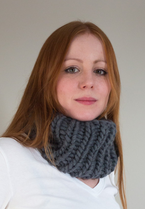 Maxi Cowl hand knitted in Charcoal grey - Shortrounds Knitwear